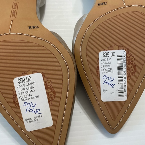 Vince Camuto Silver Snake Slingback Low High Heels - Picture 10 of 12